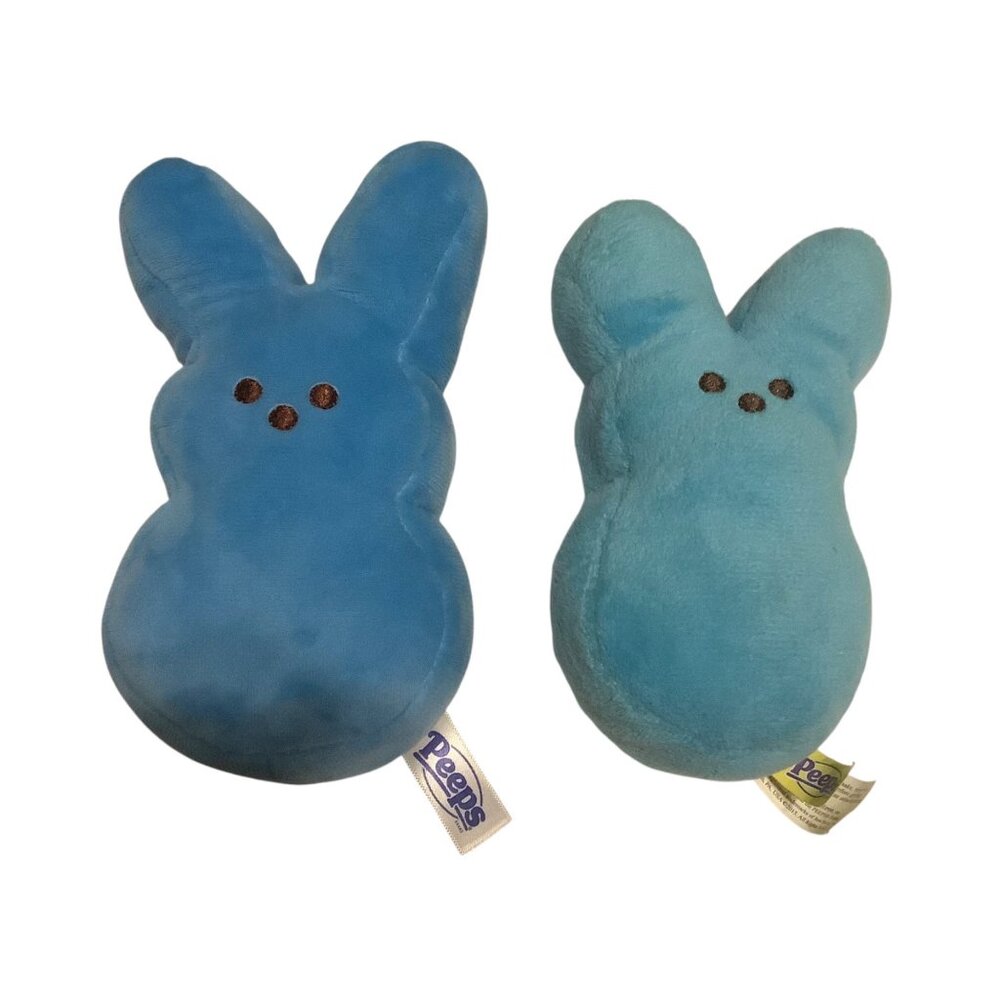 Set Of 2 Peeps Plush Bunny‎ Toys Light & Dark Blue Soft 6.5” 5.5” Easter
